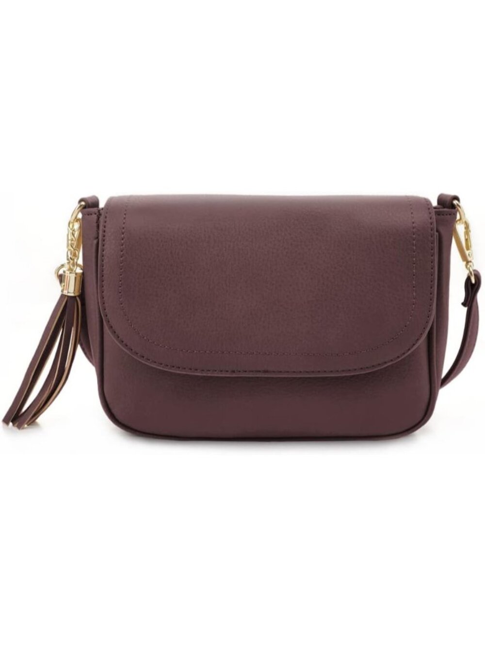〽️Women's Wine Small Tassel Vegan Leather Trendy Flap Crossbody Shoulder Bag